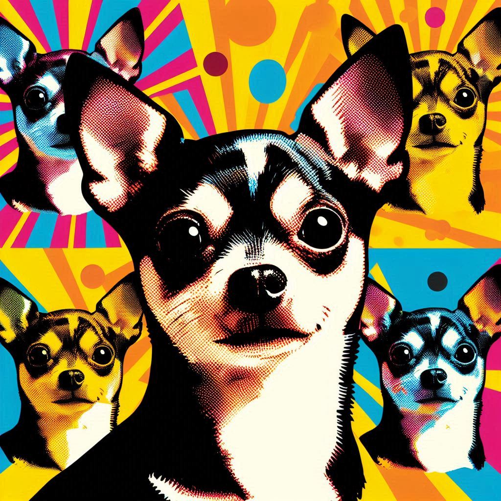 Create an Andy Warhol style illustration of a Chihuahua