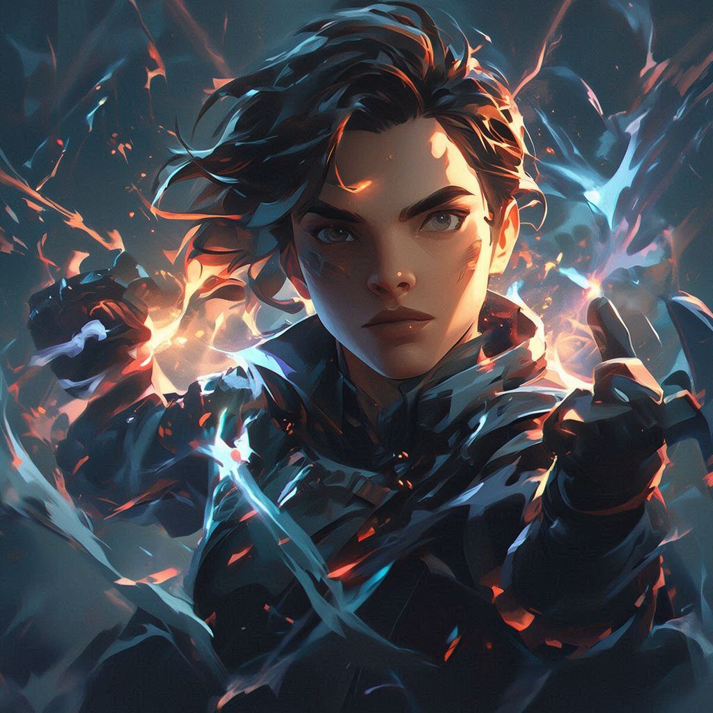 Create a heroic movie poster featuring an original stylized character, not a realistic human. Use a bold, dynamic pose with dramatic lighting and high‑contrast colors. Render the hero in a semi‑cartoon, anime‑inspired, or 3D stylized look with clear expressive features but no realism. Add swirling energy, glowing effects, or abstract power elements around them. Include an epic, atmospheric background. No references to any existing hero IP.. Image 4 of 4